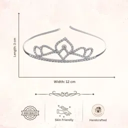 accessher Silver Tone Elegant Rhinestone Petal Shaped Headband Crown | Hair Accessories for Wedding, Pageant, Bridal, Birthday | Stylish Tiara Crown for Women & Girls image 4