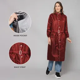 the clownfish Women Polyester Standard Length Rain Coat Rain Coat Long Coat Raincoat For Ladies Waterproof Reversible Double Layer. Aquashield Series image 5