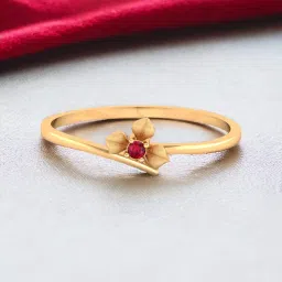 p.c. chandra jewellers 14KT (585) Delicate Yellow Gold Flower Ring for Women | Elegant & Timeless Design (Gold weight - 0.5 Gram) image 1