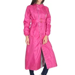 fabseasons Waterproof Long/Full Raincoat for Women with Adjustable Hood and Reflector at Back for Night Visibility. Pack Contains Top and Storage Bag image 3
