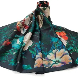 one echelon Satin Silk Scarf for Women Lightweight Fashion Scarves, Wrap in Floral Pattern for Spring Fall Summer image 4