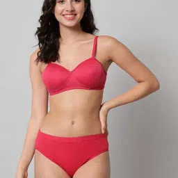 emavic Women's Cotton Full Coverage Lightly Padded Wire Free Bra Panty Lingerie Set Honeymoon Bikni Set for Girl's Combo Pack of 3 image 1