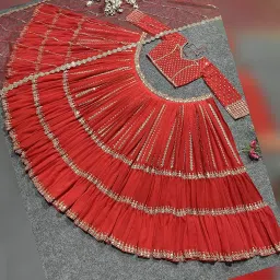 dhrishafashion Women's Georgette Semi Stitched Lehenga Choli In Multicolour Colour Wedding Lehenga CholiForWomenSF218ver-25 image 2