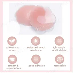 helisha Pasties Silicone-Women's Reusable Nipple Cover - Silicone Nipple Cover Bra Pad - Adhesive Reusable Nipple Pads - Thin Silicone Nipple Cover Pasties(Free-Size) image 3