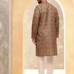sojanya (Since 1958 Men's Cotton Kurta with Designer Embroidery Allover image 3