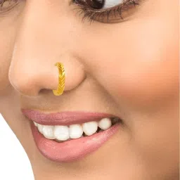 p.c. chandra jewellers 18KT Gold Nose Ring for Women – Petite Hoop Design | Pure Yellow Gold | Lightweight Regular Wear Nose Ring image 4