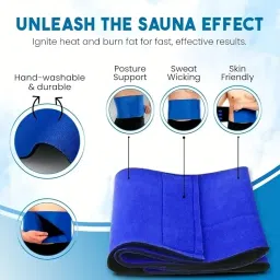 Zenon Neoprene Sauna Waist Trainer, Compression Sweat Belt, Blue, Universal Size image 2
