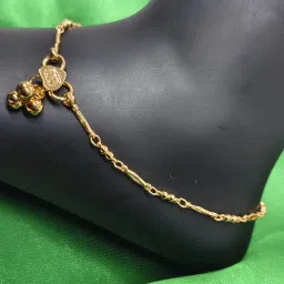 Gold-Plated Panchaloha Anklet for Women, Traditional five metal/impon anklet for girls/minimal design anklet image 1