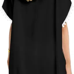 sun-rose fashions Women's Pom Pom Lace Kaftan Swim Cover up | Beach Dress | Free Size Upto 54" Bust image 1