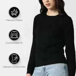 van heusen Women's Round Neck Pullover Regular Fit Sweater| Full Sleeve Ribbed Hem Casual winterwear image 5