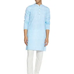 amazon brand - symbol Men's Solid Cotton Printed Long Kurta (Regular Fit) image 5