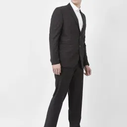 crimsoune club Men Brown Graph Checked Suit Set image 5