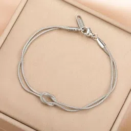 aaishwarya Mens 18K Silver Plated Infinity Knot Bracelet | Waterproof, Anti-Tarnish Jewels | Stainless Steel Bracelets | Bracelet for Men and Boys | Minimal Dainty Jewelry | Elegant Gift image 4