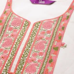 libas Women's Yoke Design Cotton Straight Kurta With Palazzos & Dupatta image 3