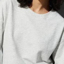 max Women Cotton Crew Neck URB_N Relaxed Fit Solid Sweatshirt image 2