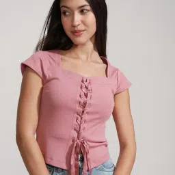 tokyo talkies Women's Solid Slim Fit Tops image 4