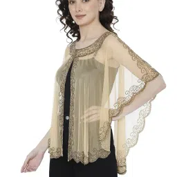 matelco Women's Long Poncho With Beads Embroidery image 1