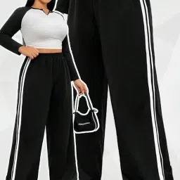 dockstreet Straight Wide fit Long Length Trouser Style Drawstring Trackpant for Women/Trending Sporty Style, Relaxed Casual Pants for Women image 1