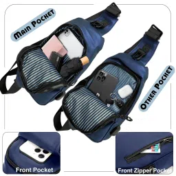 storite Small Sling Crossbody Bag for Men Women, Waterproof Backpack Shoulder Daypack Cross Body Chest Bags With USB Charger Port for Casual Travel Hiking Outdoor Sports (Blue - 31 x 17 x 8 Cm) image 4