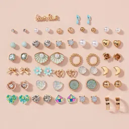 shining diva fashion 30 Pairs Combo Set Latest Stylish Crystal Pearl Earrings for Women and Girls (15283er) Valentine Gift for Girlfriend image 1