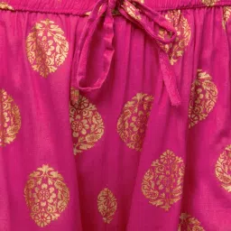 trend level Women Foil Print Embellished Flared Rayon Palazzo image 5
