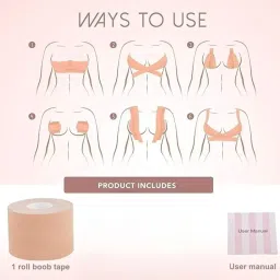 drumstone (𝟏𝟔 𝐘𝐄𝐀𝐑 𝐖𝐀𝐑𝐑𝐀𝐍𝐓𝐘 Body Tape – Adhesive Support Tape for Chest, Breast Lift, Backless & Strapless Outfits Strong Hold & Comfortable Fit Perfect for Dresses Parties Nude image 4