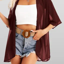 all yours Women's Casual Georgette Front Open Shrug Shrug Sweater| Women's Shrugs Summer wear image 4