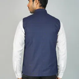 wintage Men's Poly Viscose Blue Nehru Jacket image 2