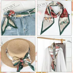 palay Silk Scarf for Women Stylish Neck Hair Scarf for Women, Floral Print Satin Scarf for Women, Fashion Silk Scarves for Suit, Blazers, Shirts, Neckerchief for Bag - 59''x5.2 image 4