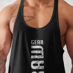 bab being beast apparel BAB Men's Regular Sleeveless Polyester Vest | Gym Vest | Gear Raw Printed | Sando Sports wear image 3