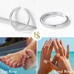 highspark Silver Toe Rings for Women | 92.5 Sterling Silver Hypoallergenic Adjustable Toe Rings | Minimal & Elegant - Lovely Gift image 4
