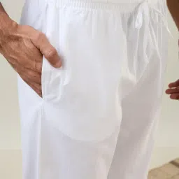 raymond SleepZ Men Comfort Fit Solid Pattern Pure Cotton Mandrin Collar Kurta Set image 3