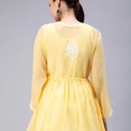 seva chikan Hand Embroidered Lucknowi Chikankari Light Blue Angarkha Georgette Women Short Top & Tunic with Slip SCL9064 image 2