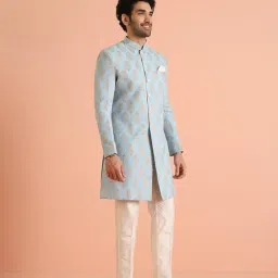 kisah Cotton Blend Sherwani Trouser Set for Men | Indo-Western Mens Ethnic Wear for Weddings and Functions | KA-7074-T301 image 3