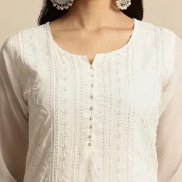 ratan Women's Georgette Anarkali Lucknowi Chikankari Ethnic Wear Kurta image 4