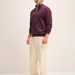the bear house Men's Cotton Solid Relax Fit High Neck Sweatshirt image 3