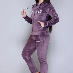 pyro spirit Women's Top and Bottom Winter Set | Activewear Set | Winter Zipper Tracksuit in velvet for Women | Solid Winter TrackSuits | Activewear | Gymwear | Sportswear image 1