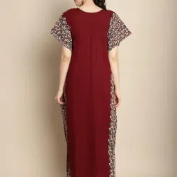 secret wish Women Maroon Cotton Maternity Feeding Kaftan.., Maxi image 2