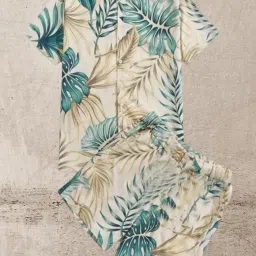 rivanora Co Ord Set for Men | Night Suit | Shirt and Shorts Set for Man | Night Dress | Pyjama Set | Summer Wear | Lounge wear | Beach Outfit image 3