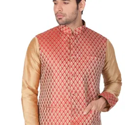 vastramay Men's Black Cotton Silk Blend Ethnic Jacket image 2