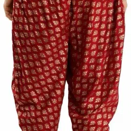 ZARAKI Rayon Harem Pants with Boho Print Women’s Dhoti Style Printed Maroon Dhoti Waist Size (24 to 30 Inches) Pack of 1 image 1