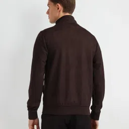 arrow sports Men's Brown Solid High Neck Long Sleeve Casual Polyester Regular Fit Jacket image 4