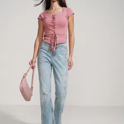 tokyo talkies Women's Solid Slim Fit Tops image 1