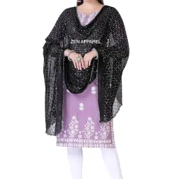 zen apparel Women's Chiffon Dupatta with Heavy Sequin Embroidery Work image 2