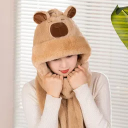 merishopp Hoodie Hat Scarf Gloves Set Comfortable Cute Warm Winter Hat for Women Girls Light Brown|Clothing Shoes & Accessories|Kids Clothing Shoes & Accs|Girls Accessories|Hats image 5