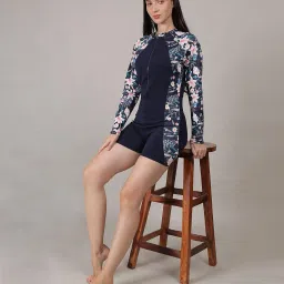 megaska Long Sleeve One Piece Padded Swimming Costume Rash Guard Swimsuit Romper Surfing Swimwear Beach Swimming Suit for Women image 4