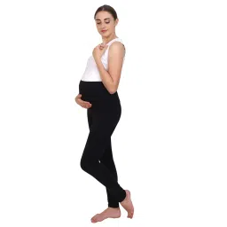mommy fash'n Maternity Leggings for Women | Organic Cotton | Over Belly Support | Stretchable & Breathable | Pregnancy Pants image 2