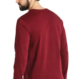leotude Regular Fit Cottonblend Full Sleeve Printed Men's T-Shirt (Color Maroon) image 1