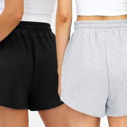 hotfits Women's Casual Cotton Shorts,Relaxedfit Shorts, Summer Shorts, Boxer Shorts, Loose fit Shorts,Mid Thigh Length Shorts with Adjustable Waistband and Pockets - Pack of 2 image 2