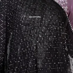 zen apparel Women's Chiffon Dupatta with Heavy Sequin Embroidery Work image 1